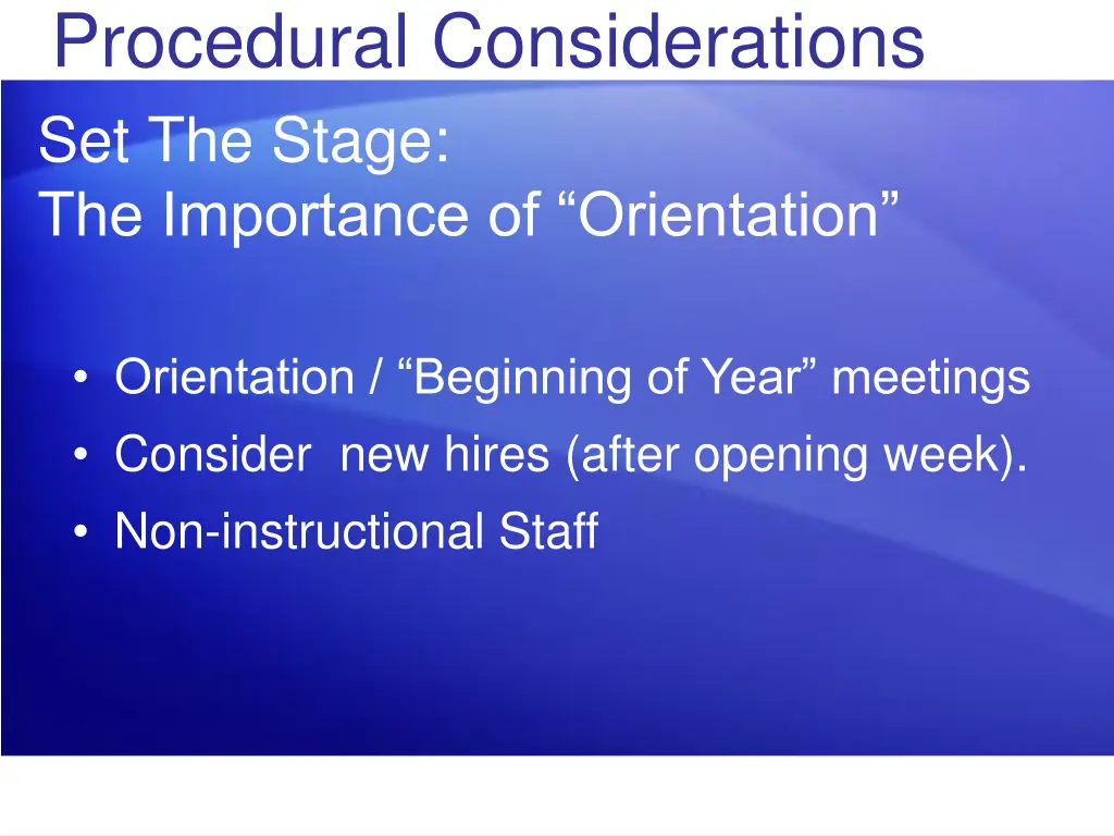 procedural considerations