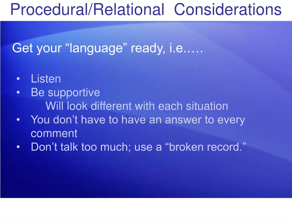 procedural relational considerations 1