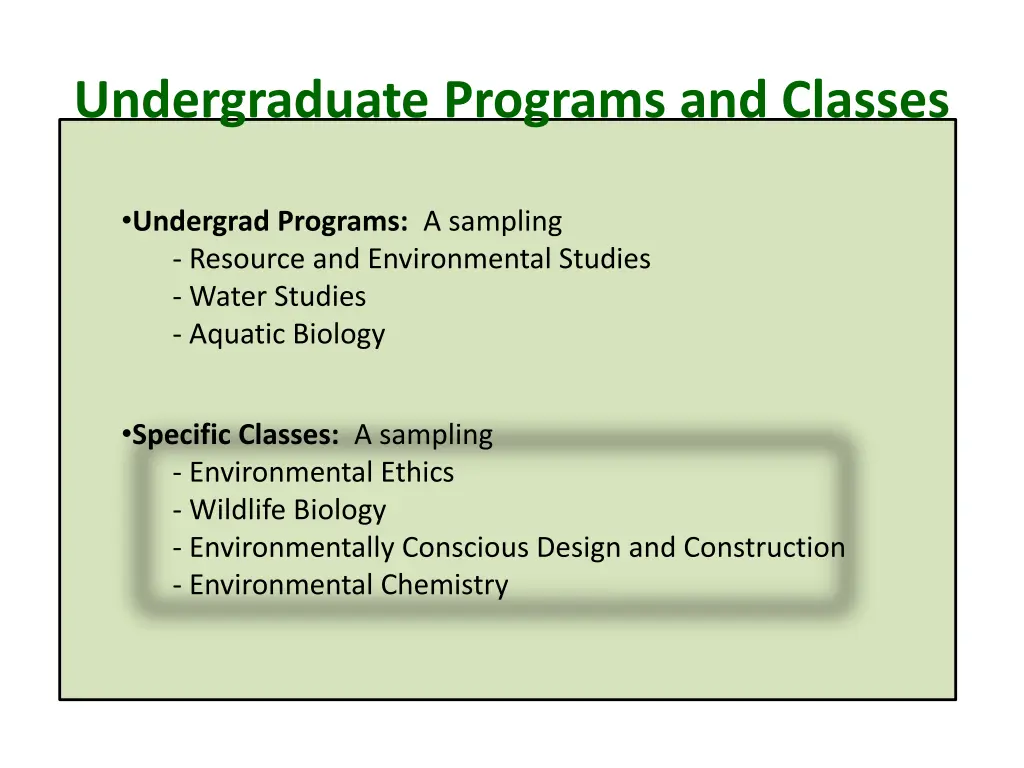 undergraduate programs and classes