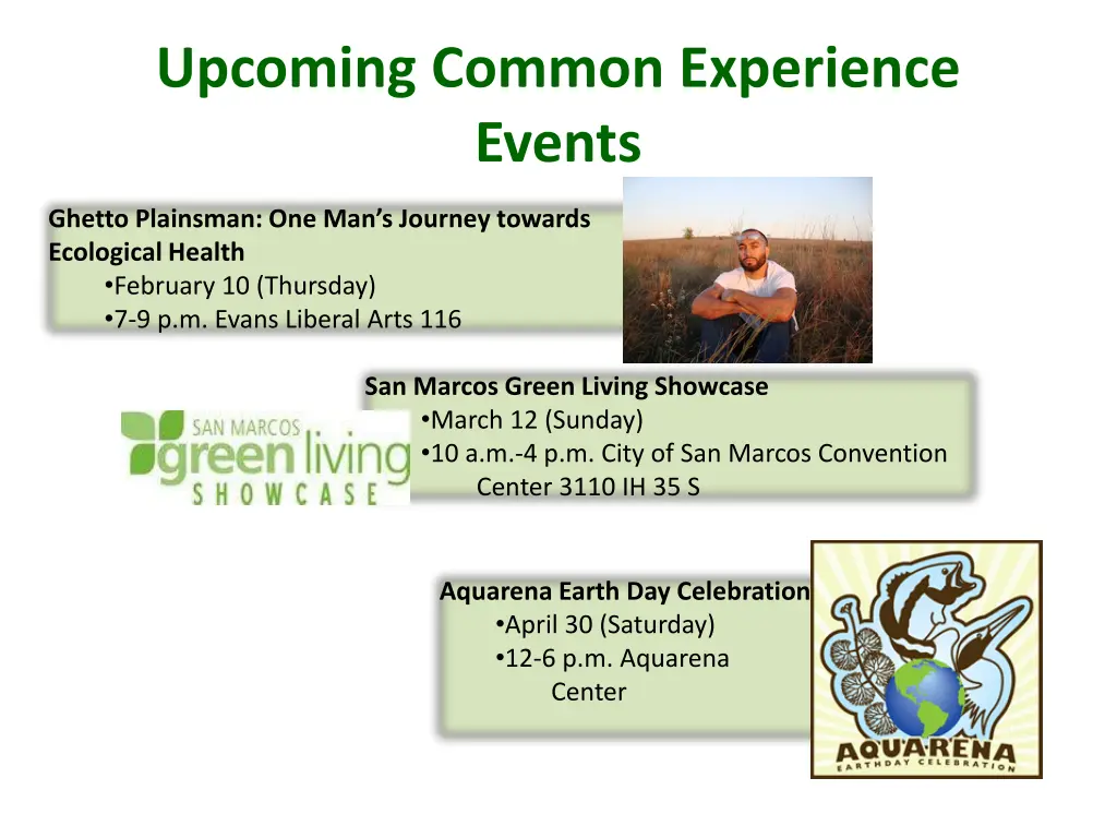 upcoming common experience events