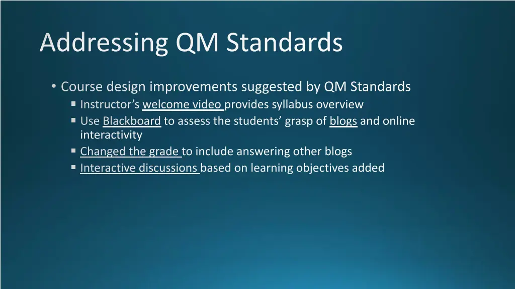 addressing qm standards