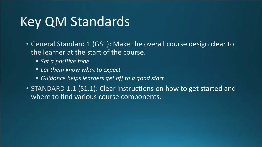 key qm standards