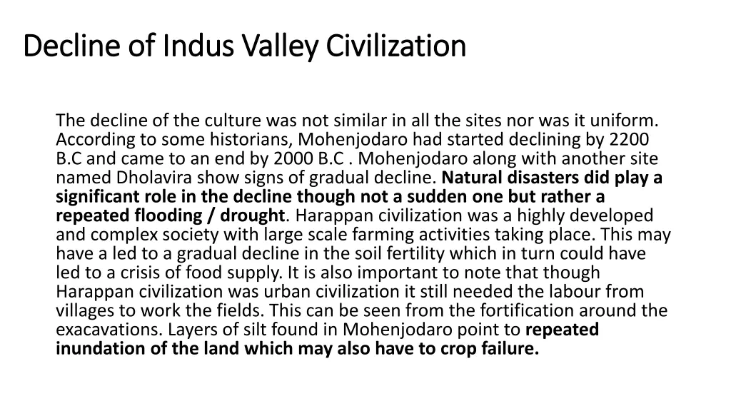 decline of indus valley civilization decline