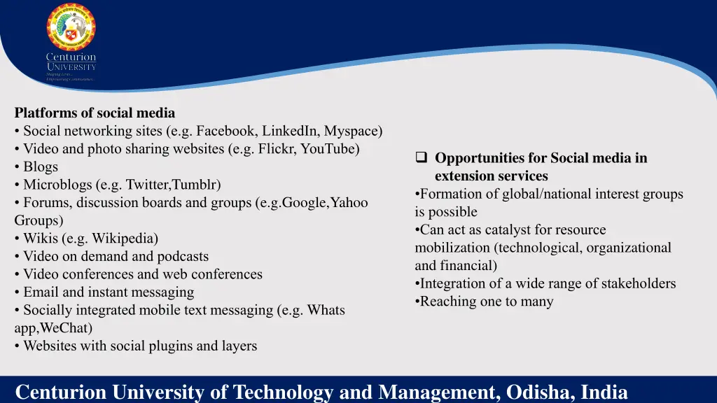 platforms of social media social networking sites