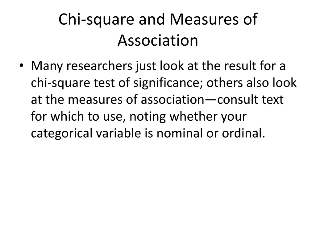 chi square and measures of association