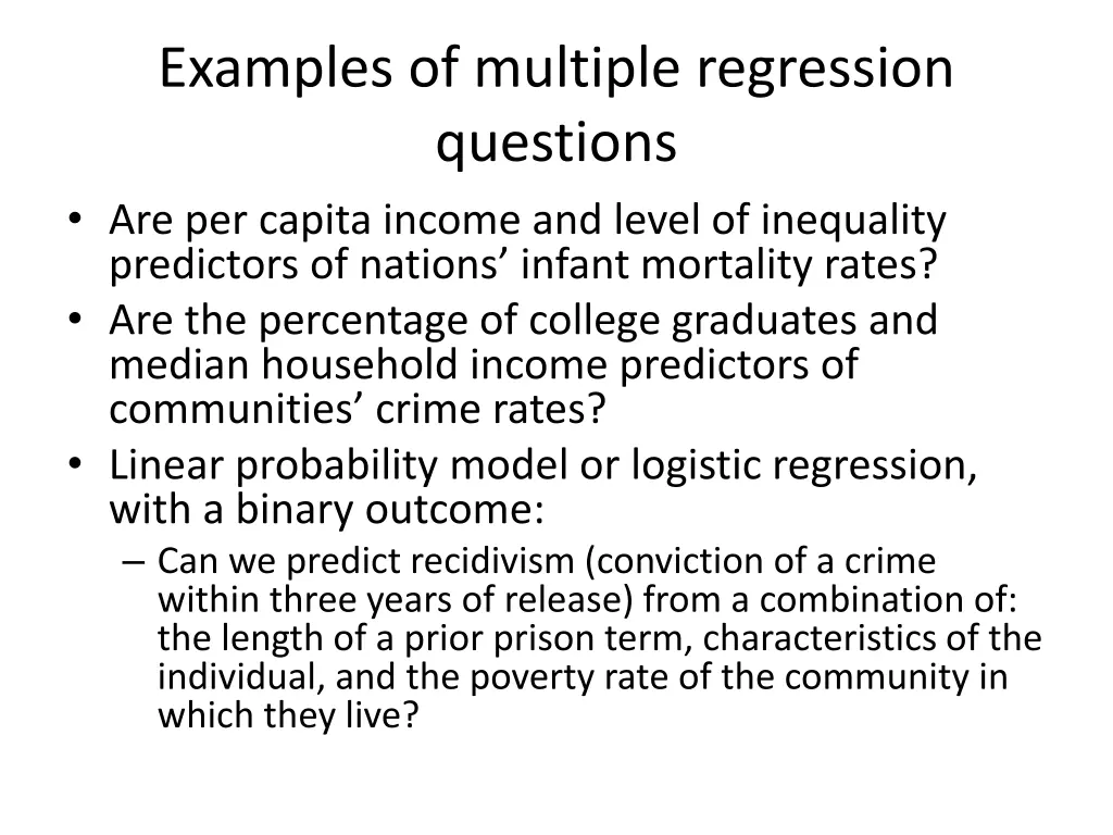 examples of multiple regression questions