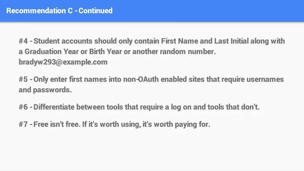 recommendation c continued