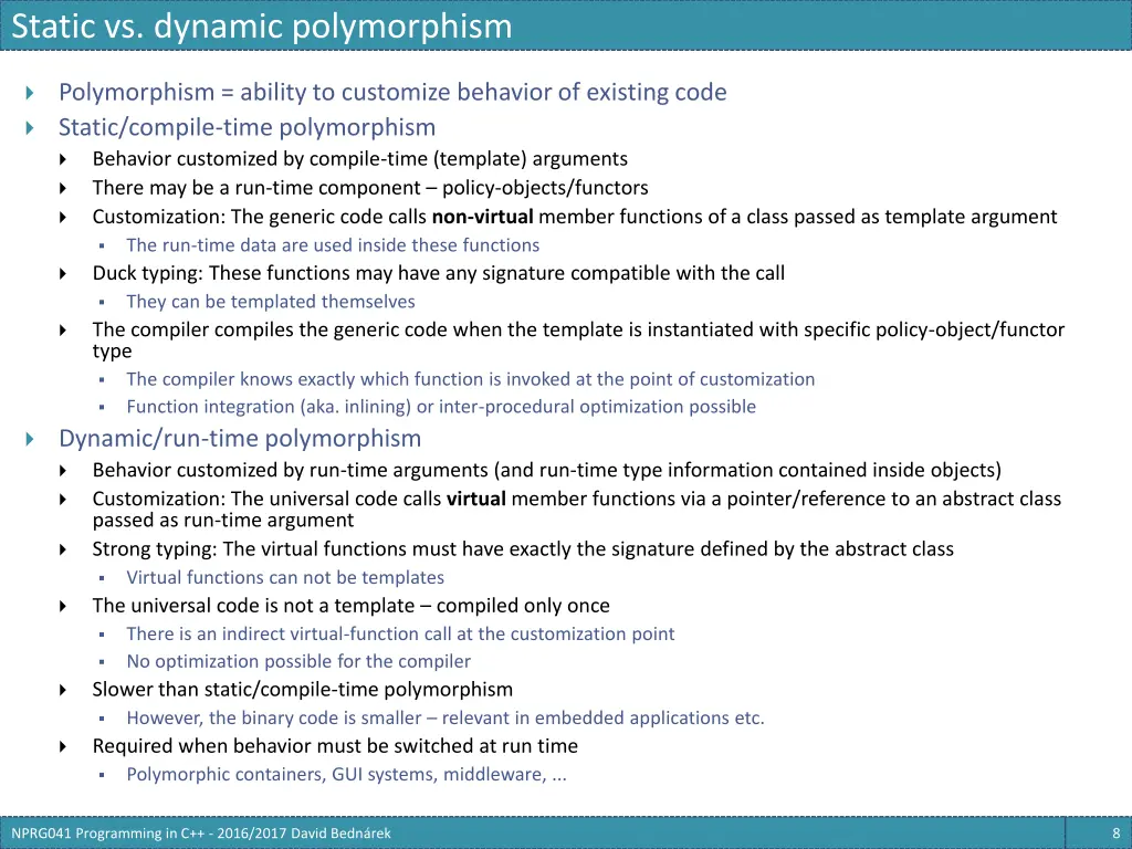static vs dynamic polymorphism