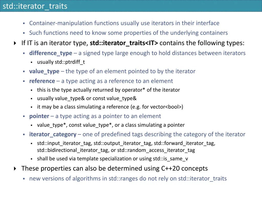 std iterator traits