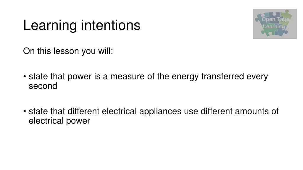 learning intentions