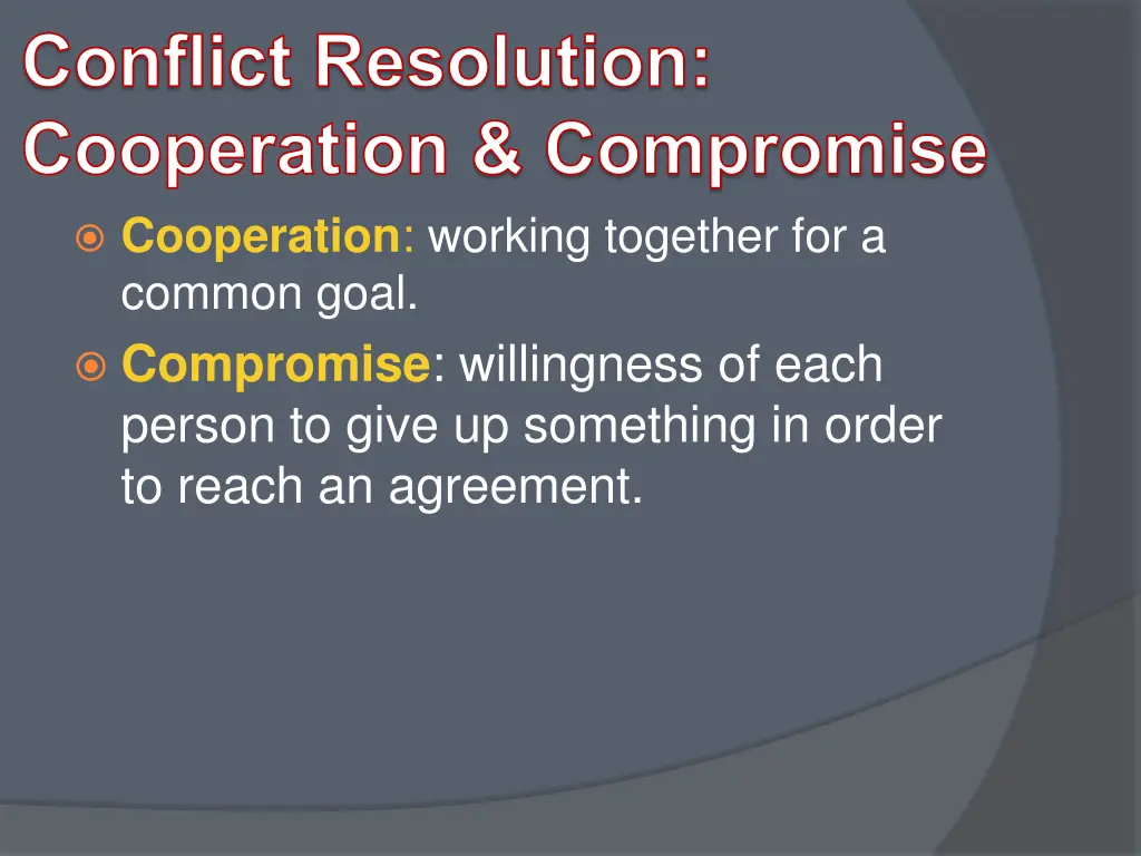 conflict resolution cooperation compromise