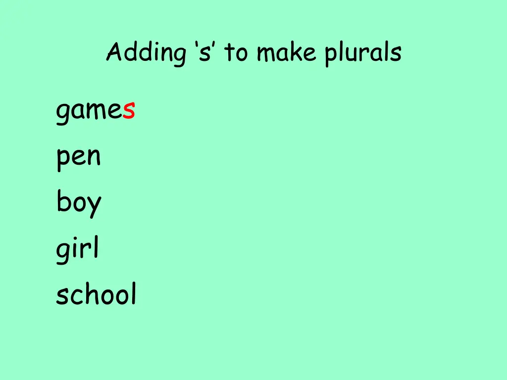 adding s to make plurals 1