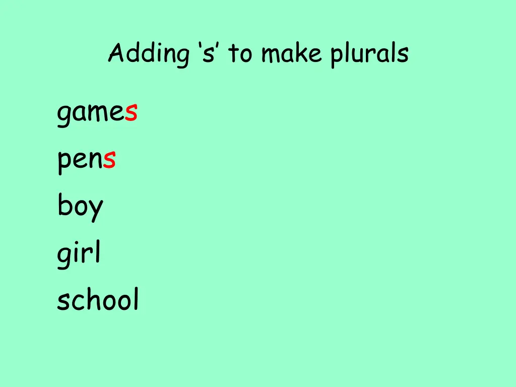 adding s to make plurals 2