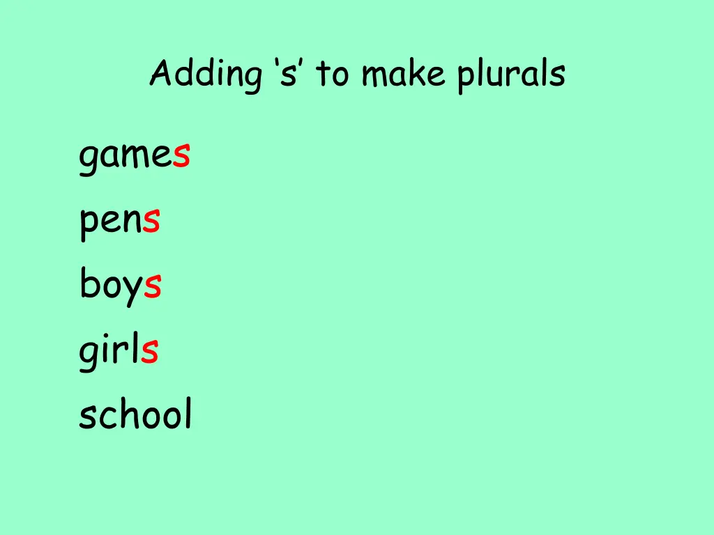 adding s to make plurals 4