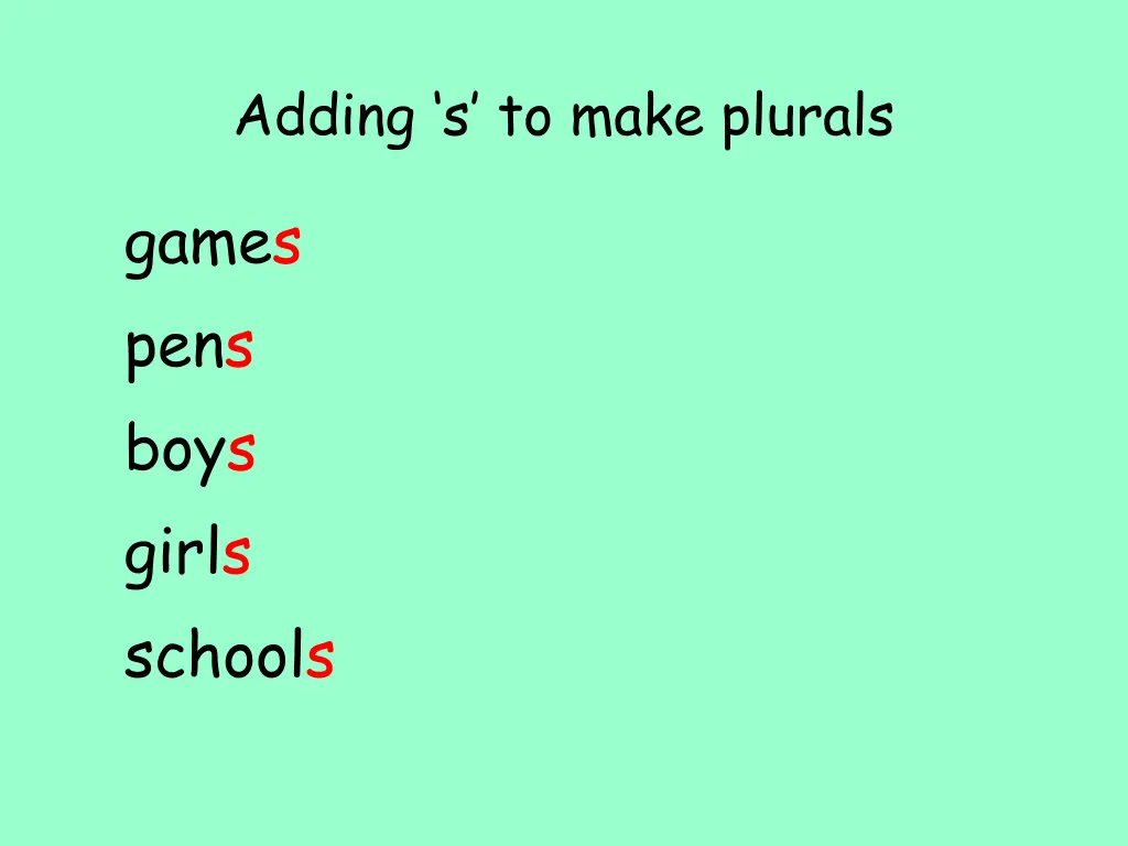 adding s to make plurals 5