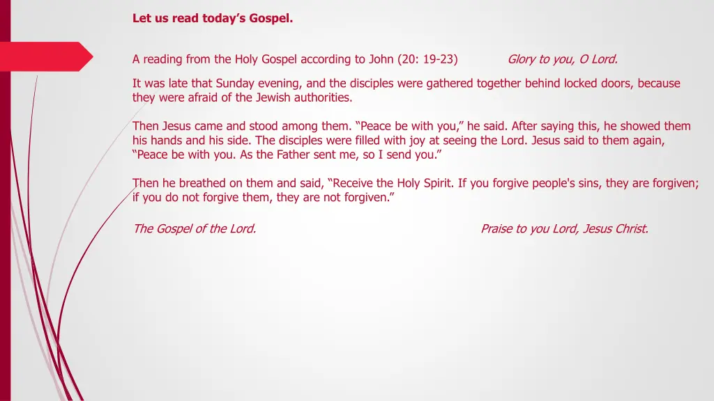 let us read today s gospel 1