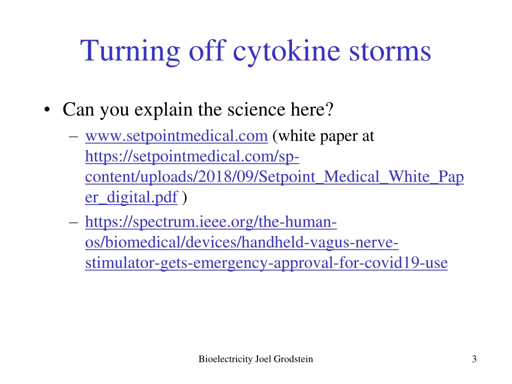 turning off cytokine storms