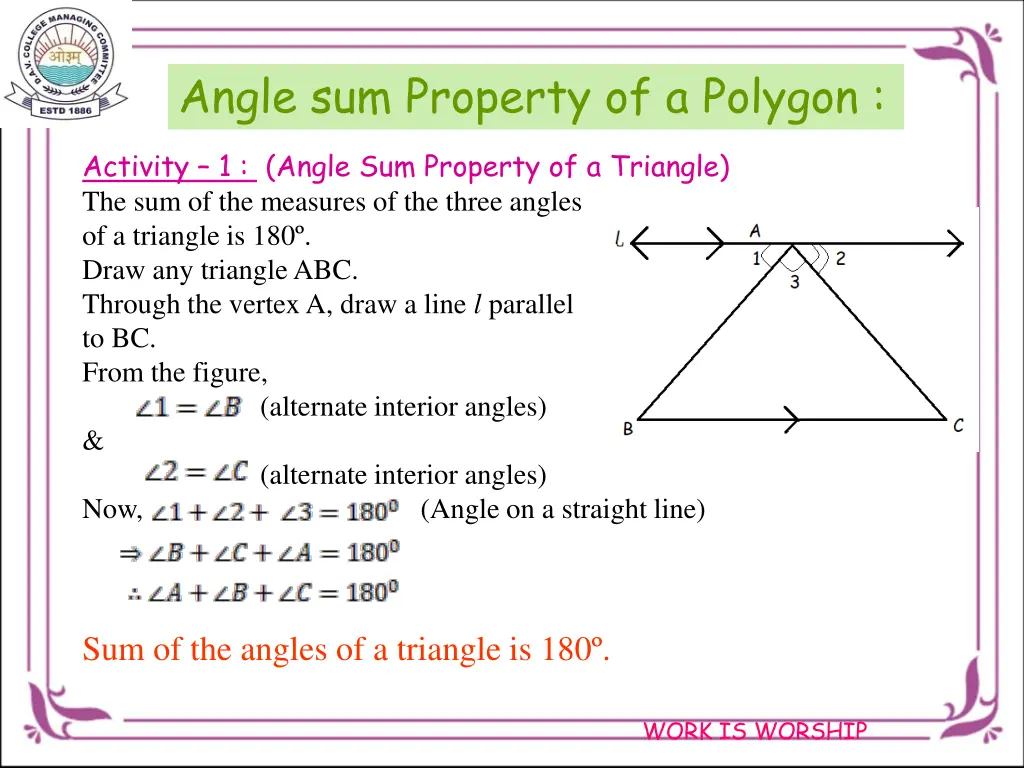 angle sum property of a polygon
