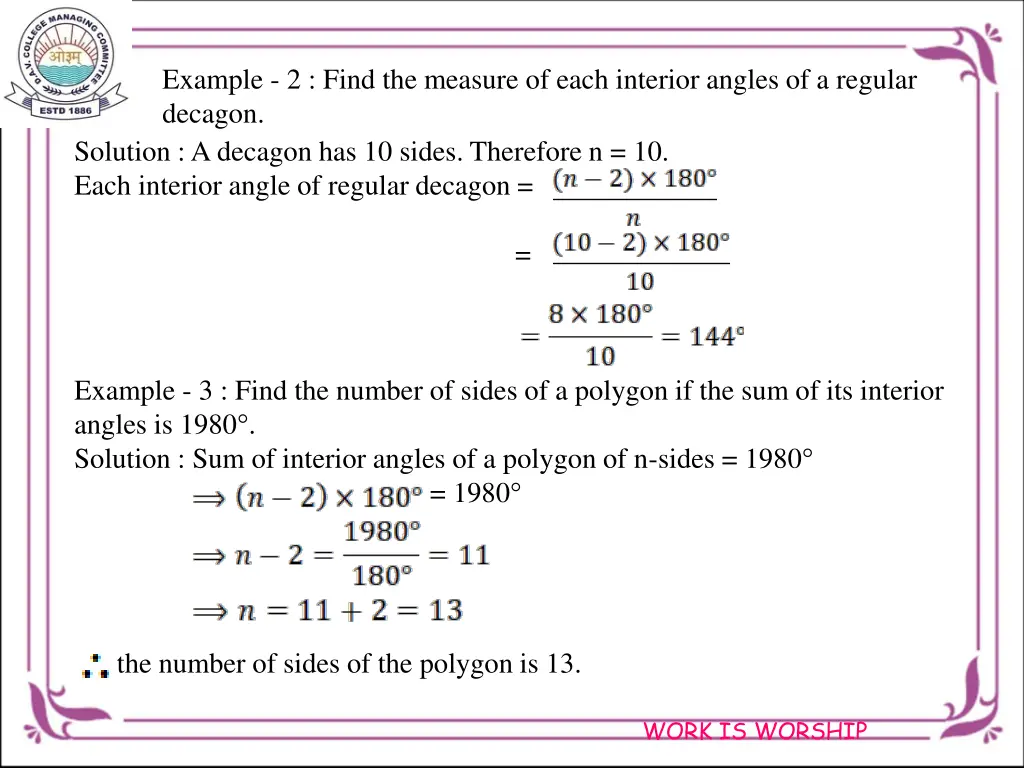 example 2 find the measure of each interior