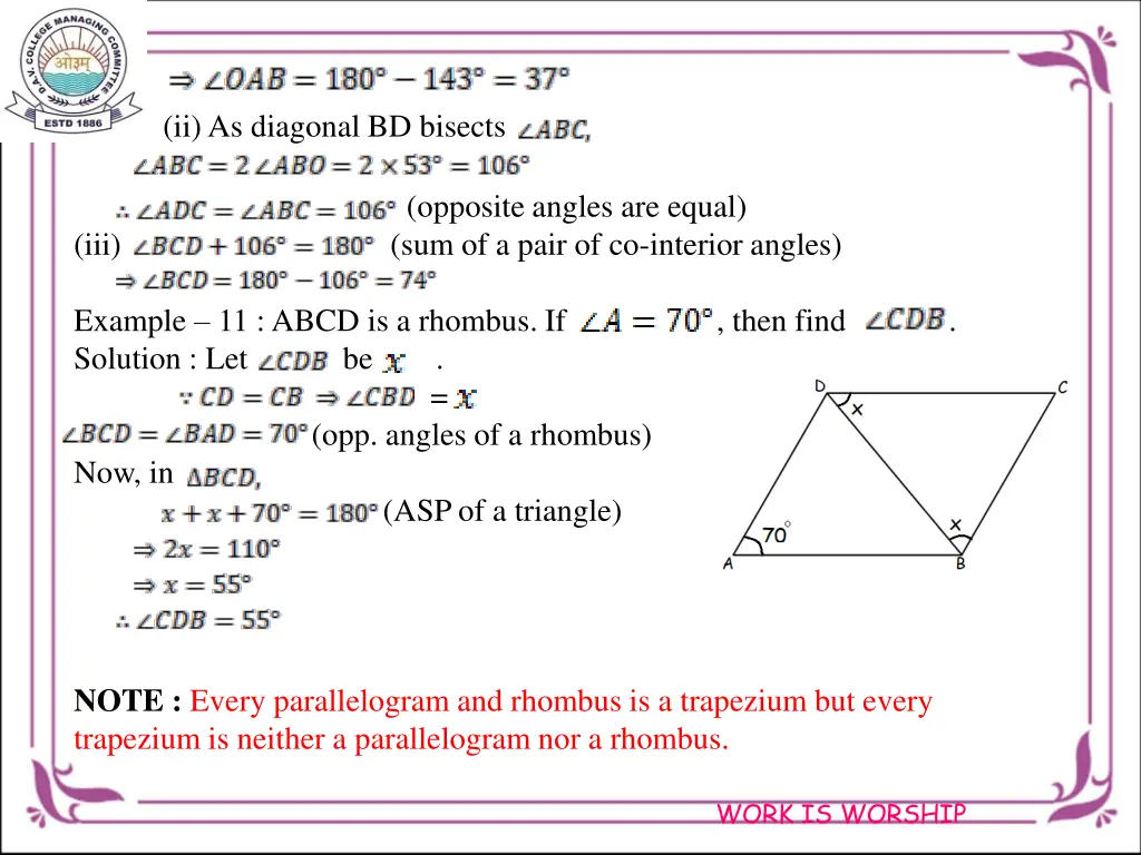 ii as diagonal bd bisects