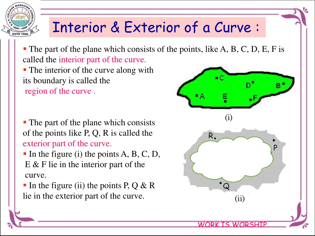 interior exterior of a curve