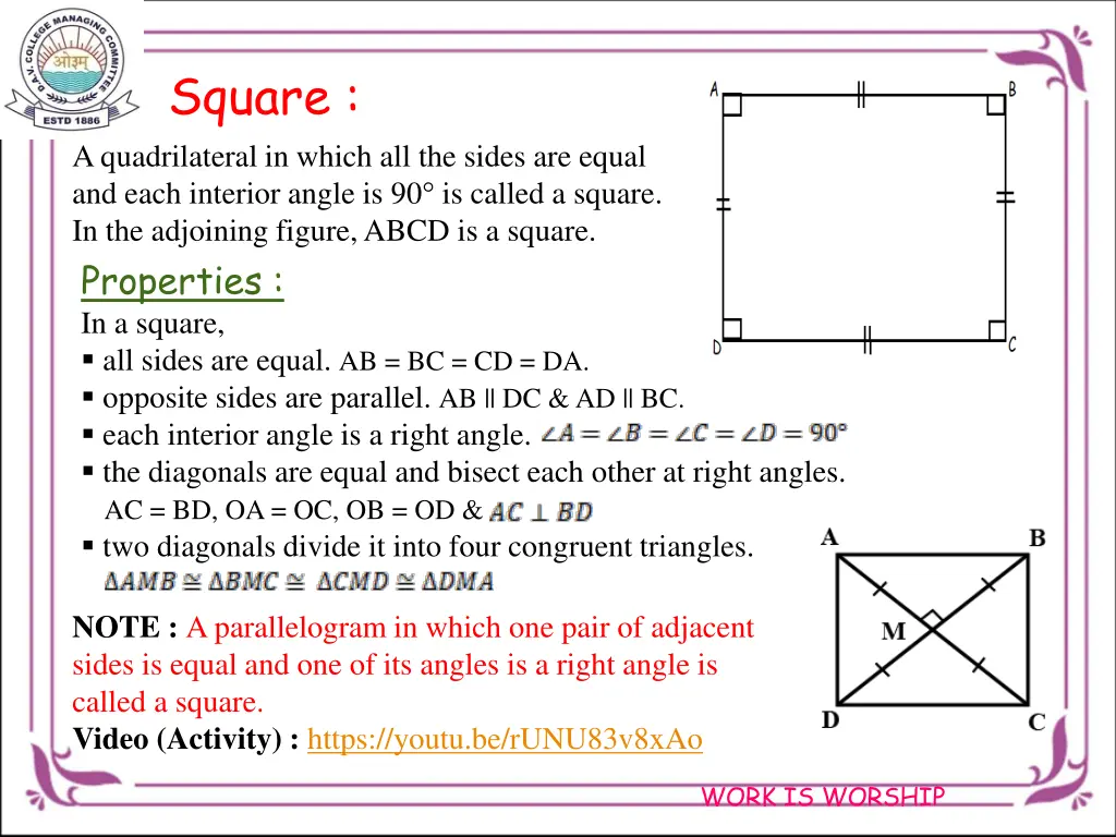 square a quadrilateral in which all the sides