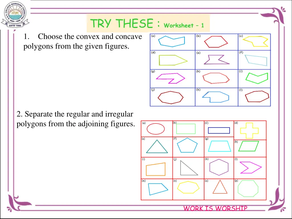 try these worksheet 1 choose the convex