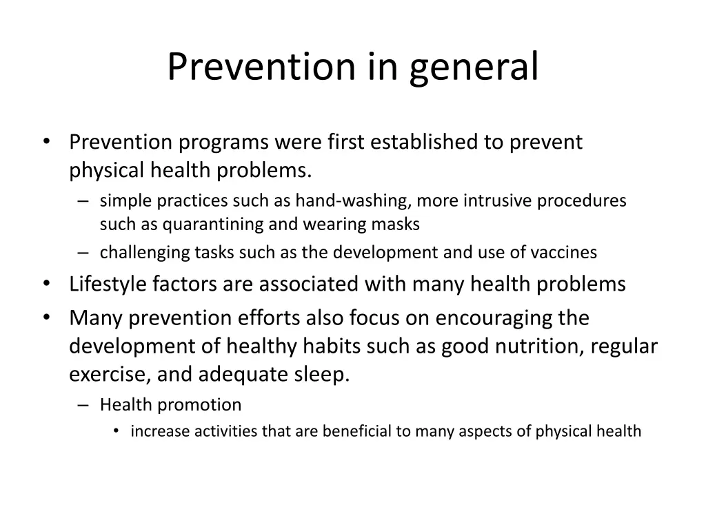 prevention in general