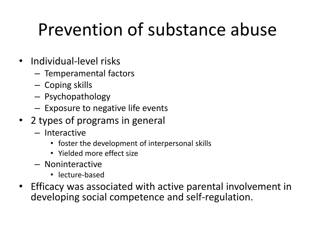 prevention of substance abuse 1