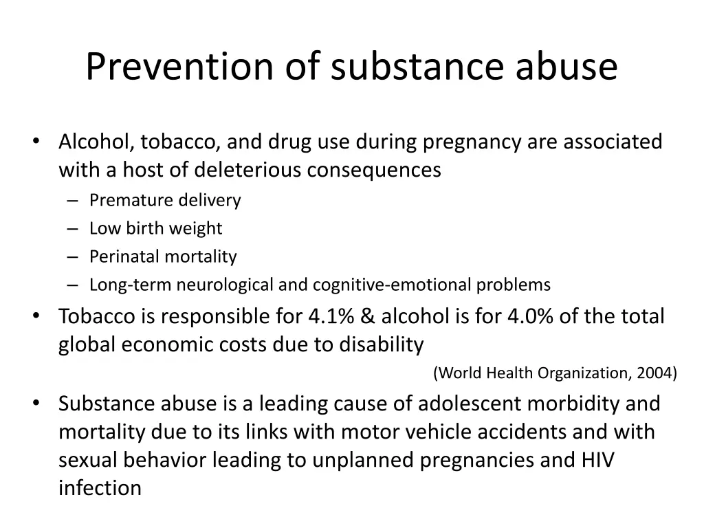 prevention of substance abuse