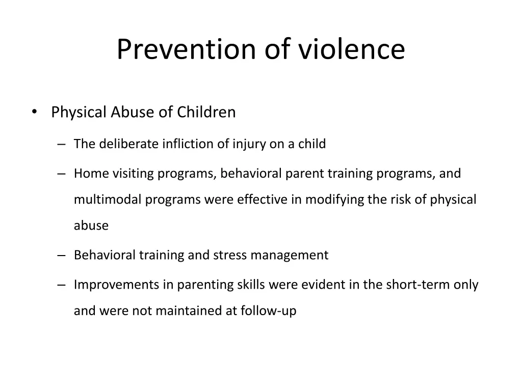 prevention of violence