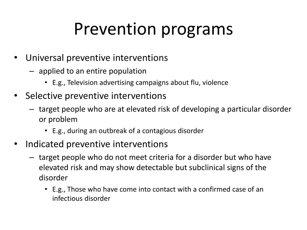 prevention programs