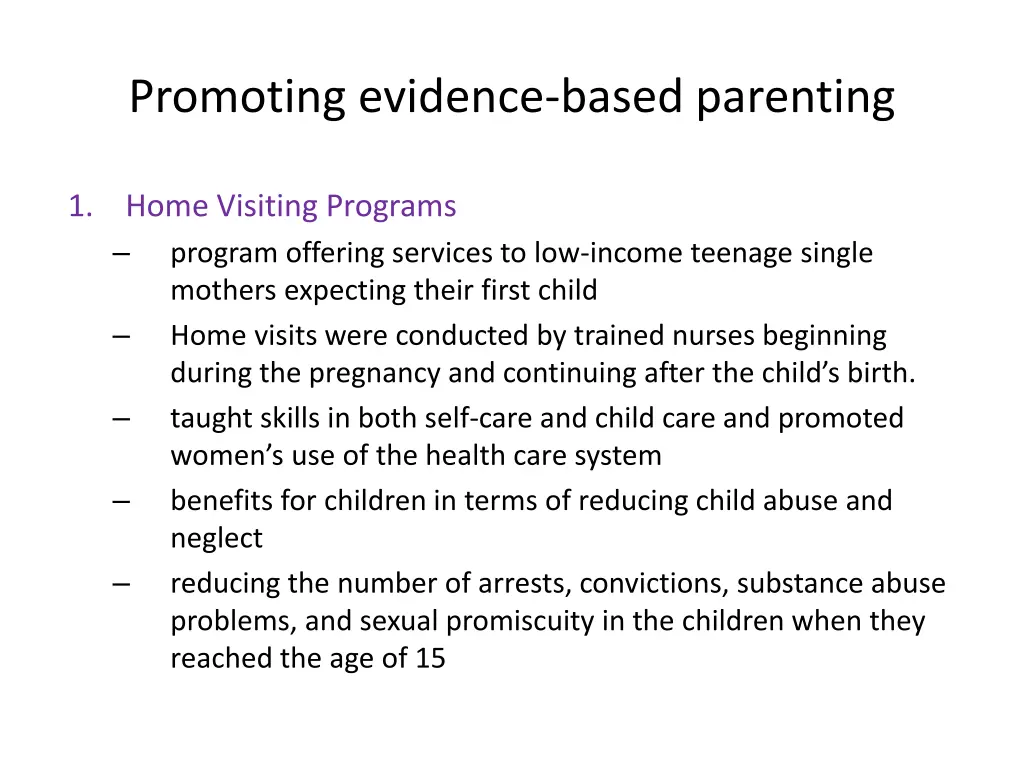 promoting evidence based parenting 1