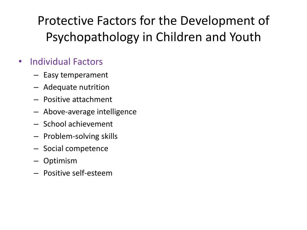 protective factors for the development