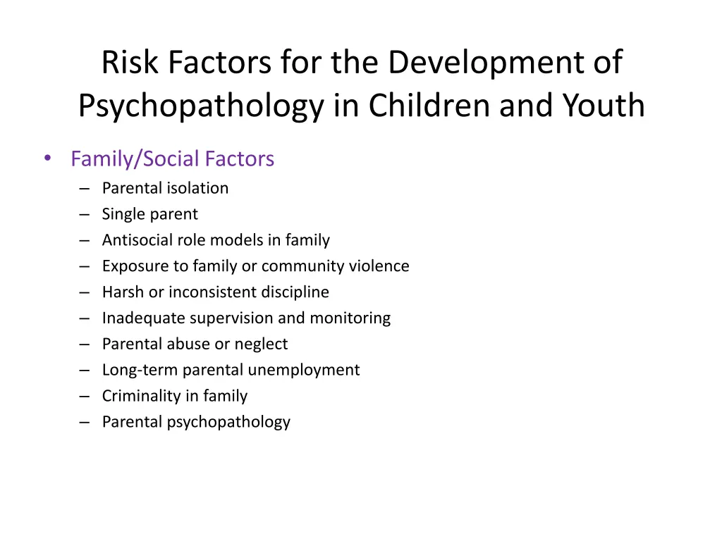 risk factors for the development 1