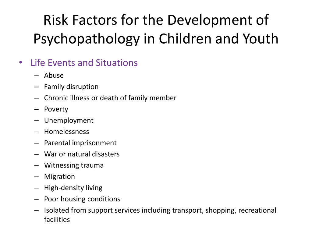 risk factors for the development 2