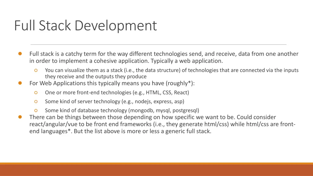 full stack development