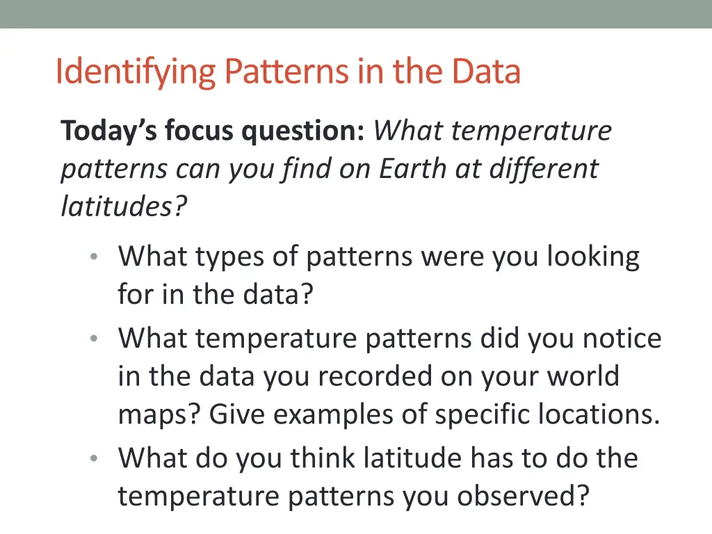 identifying patterns in the data