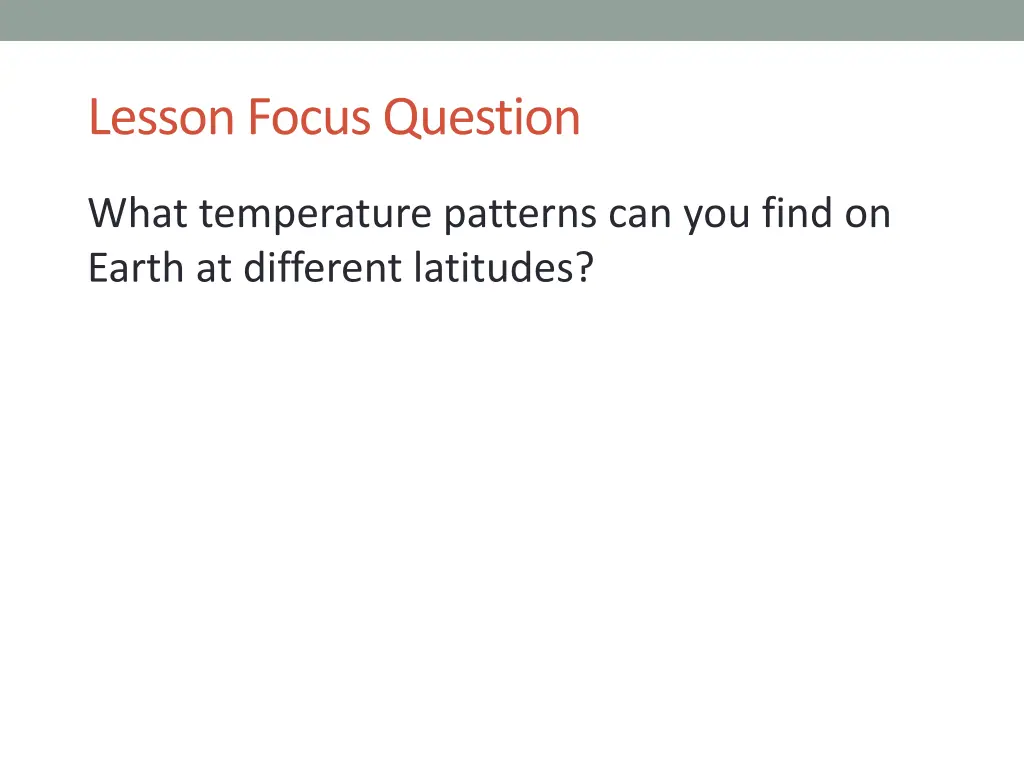 lesson focus question