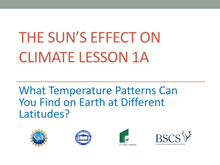 the sun s effect on climate lesson 1a