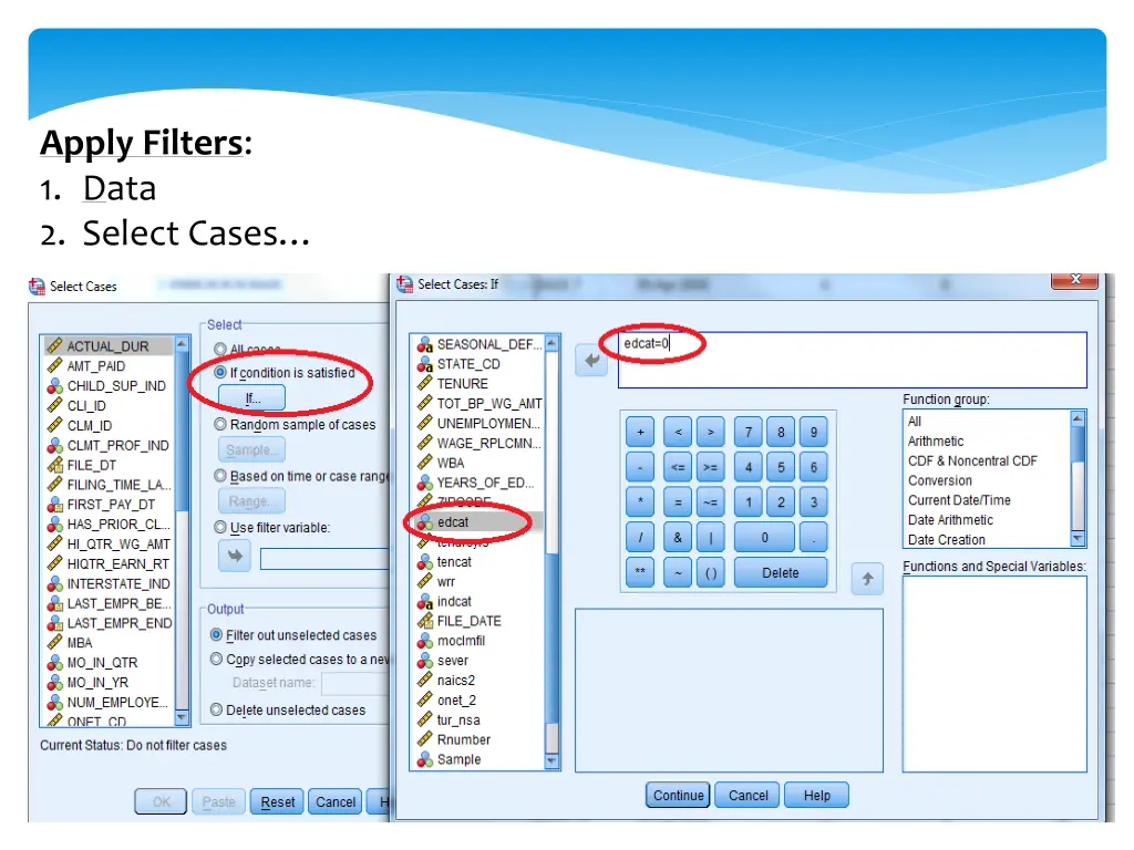 apply filters 1 data 2 select cases