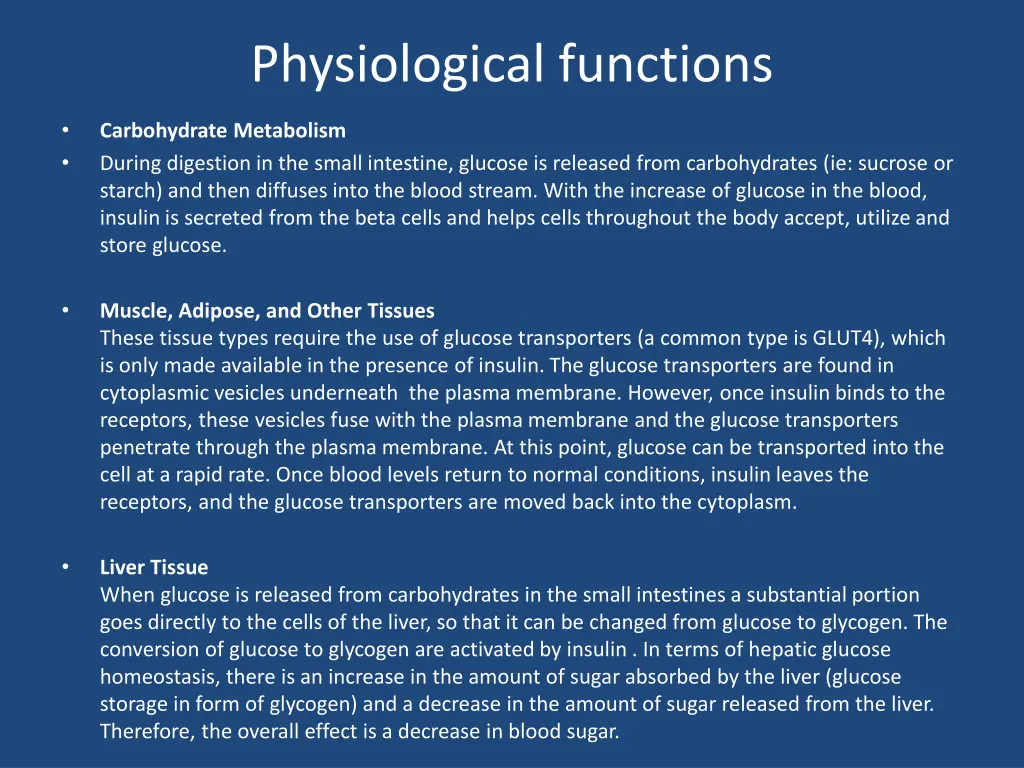 physiological functions