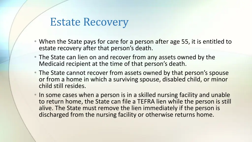estate recovery