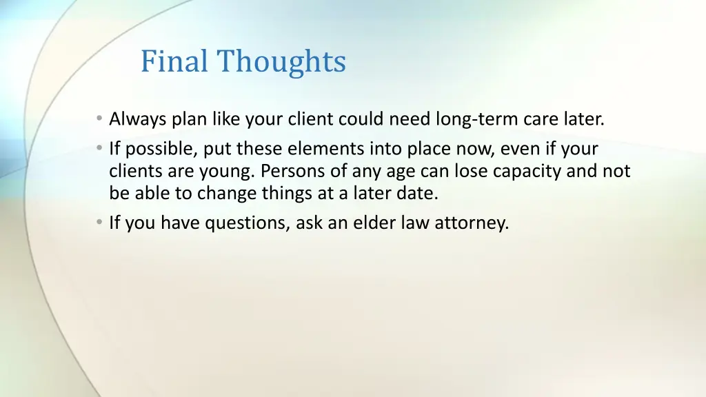 final thoughts