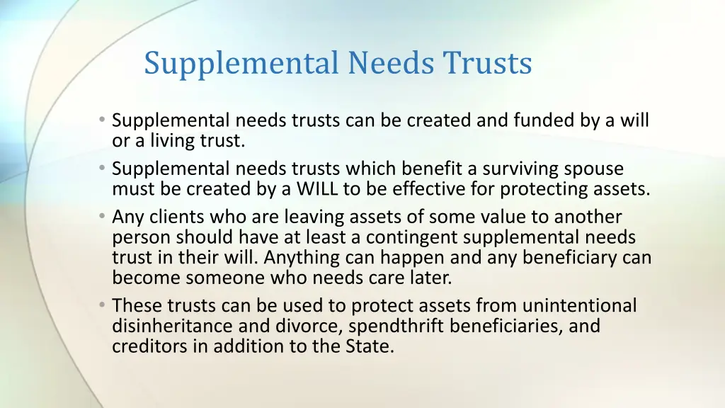 supplemental needs trusts