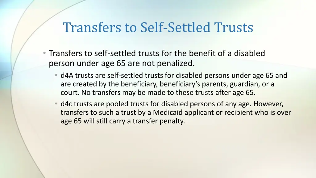 transfers to self settled trusts