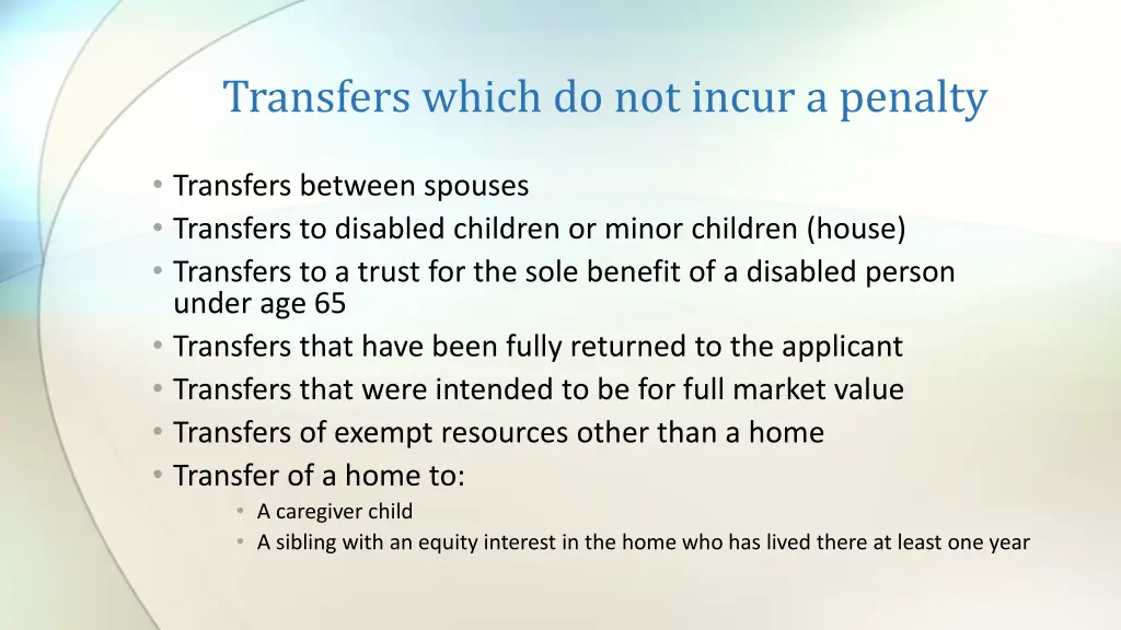 transfers which do not incur a penalty