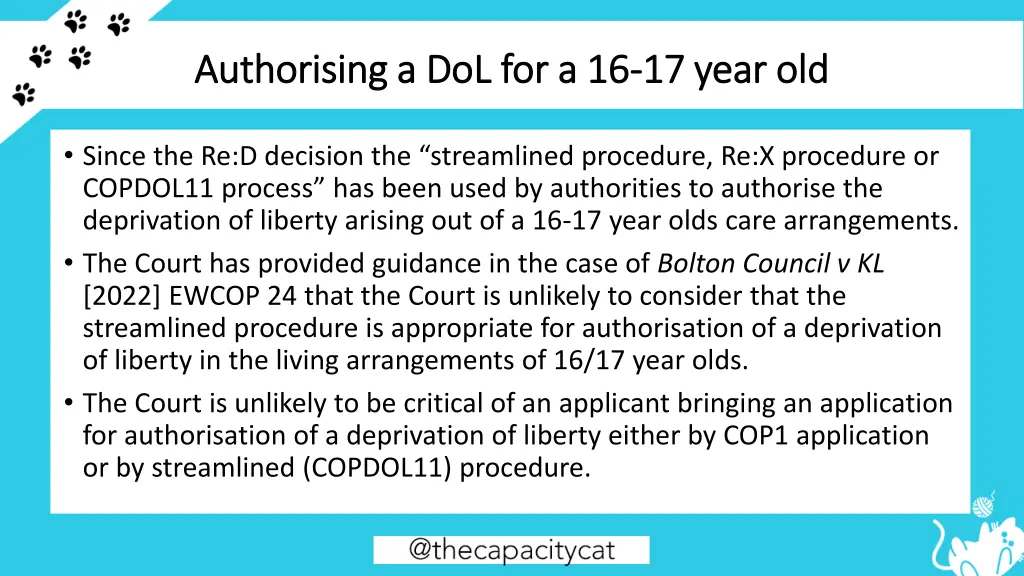 authorising a dol for a 16 authorising