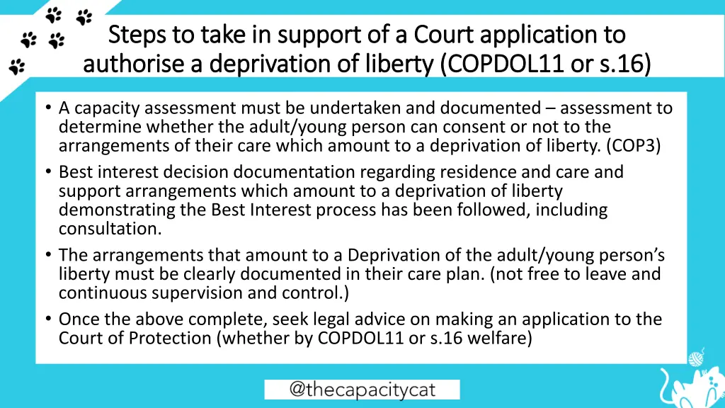 steps to take in support of a court application