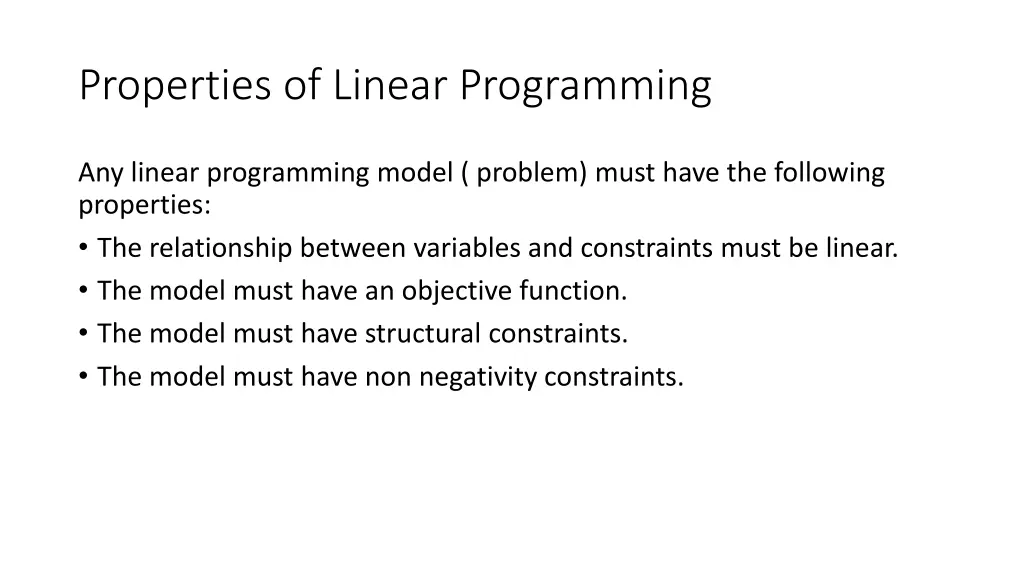 properties of linear programming